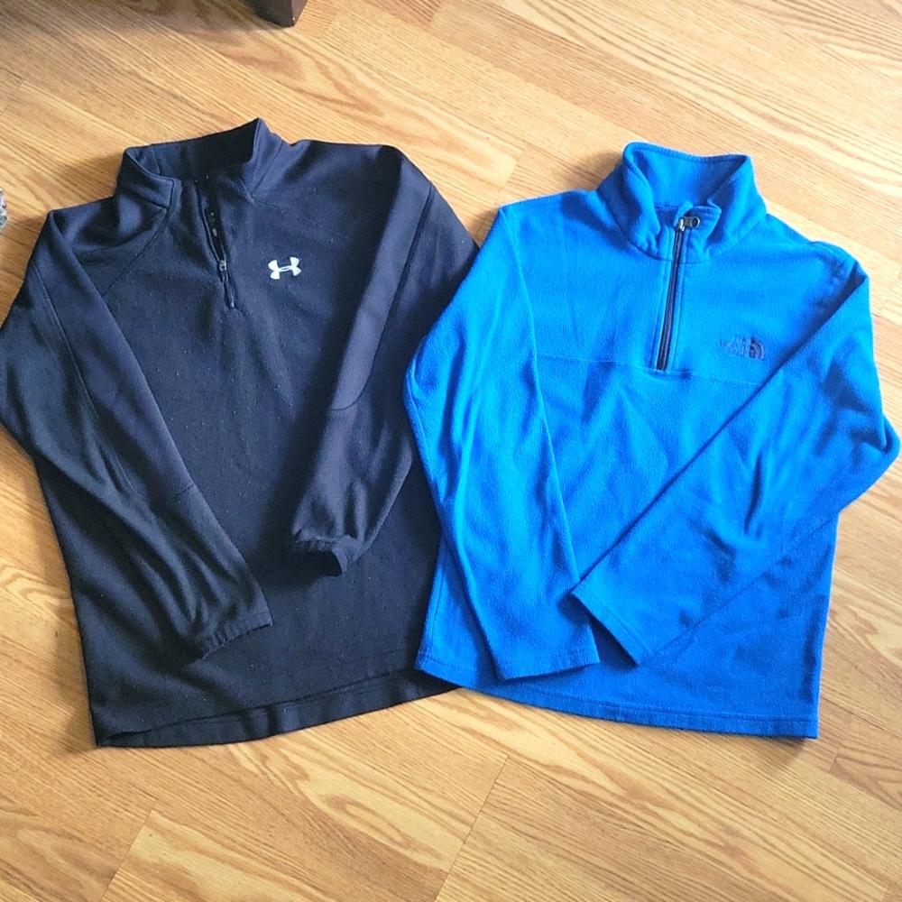 2 Boys Pull Over Fleece Jackets- UA and North Face